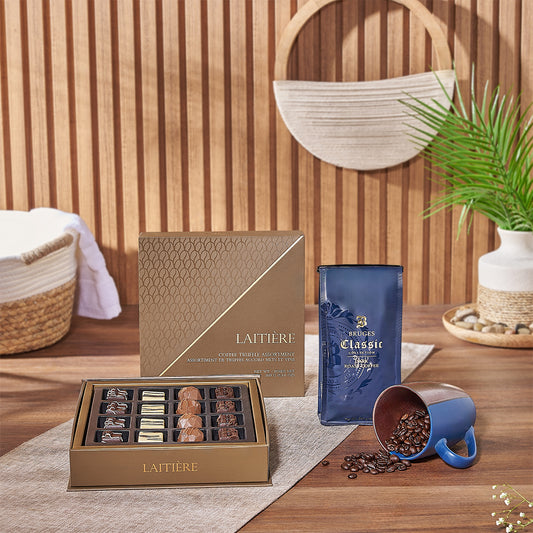The Rich Coffee & Truffle Gift Set from Toronto Baskets is an ideal present for savoring a coffee break, Toronto delivery