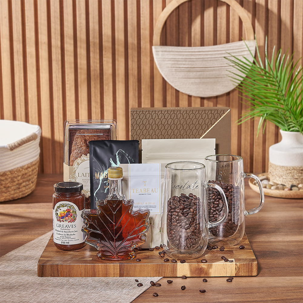 Experience moments of serenity and joy with the Coffee, Tea & Treats Gift Set, Toronto delivery