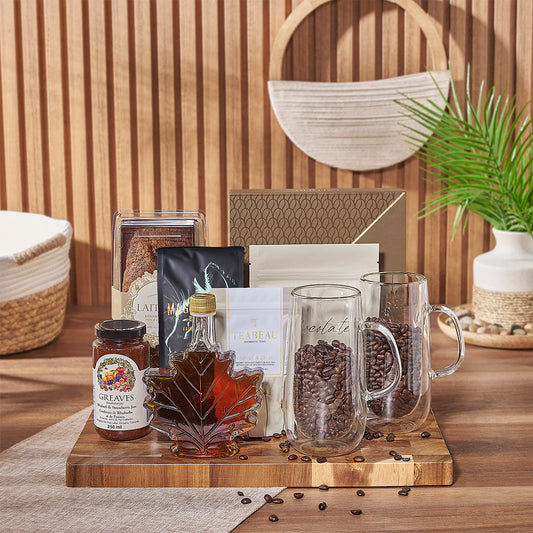 Experience moments of serenity and joy with the Coffee, Tea & Treats Gift Set, Toronto delivery