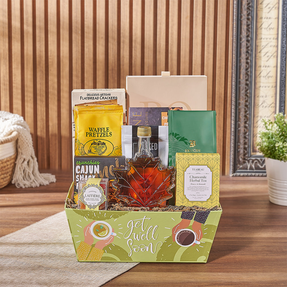 Get Well Assorted Treats Basket – how the gift is presented