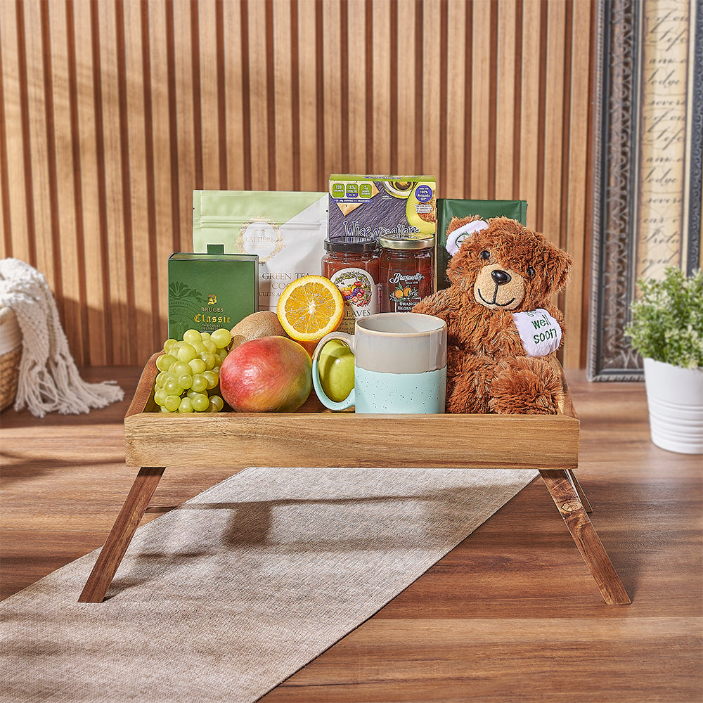 Get Well Wooden Tray Gift Set – how the gift is presented