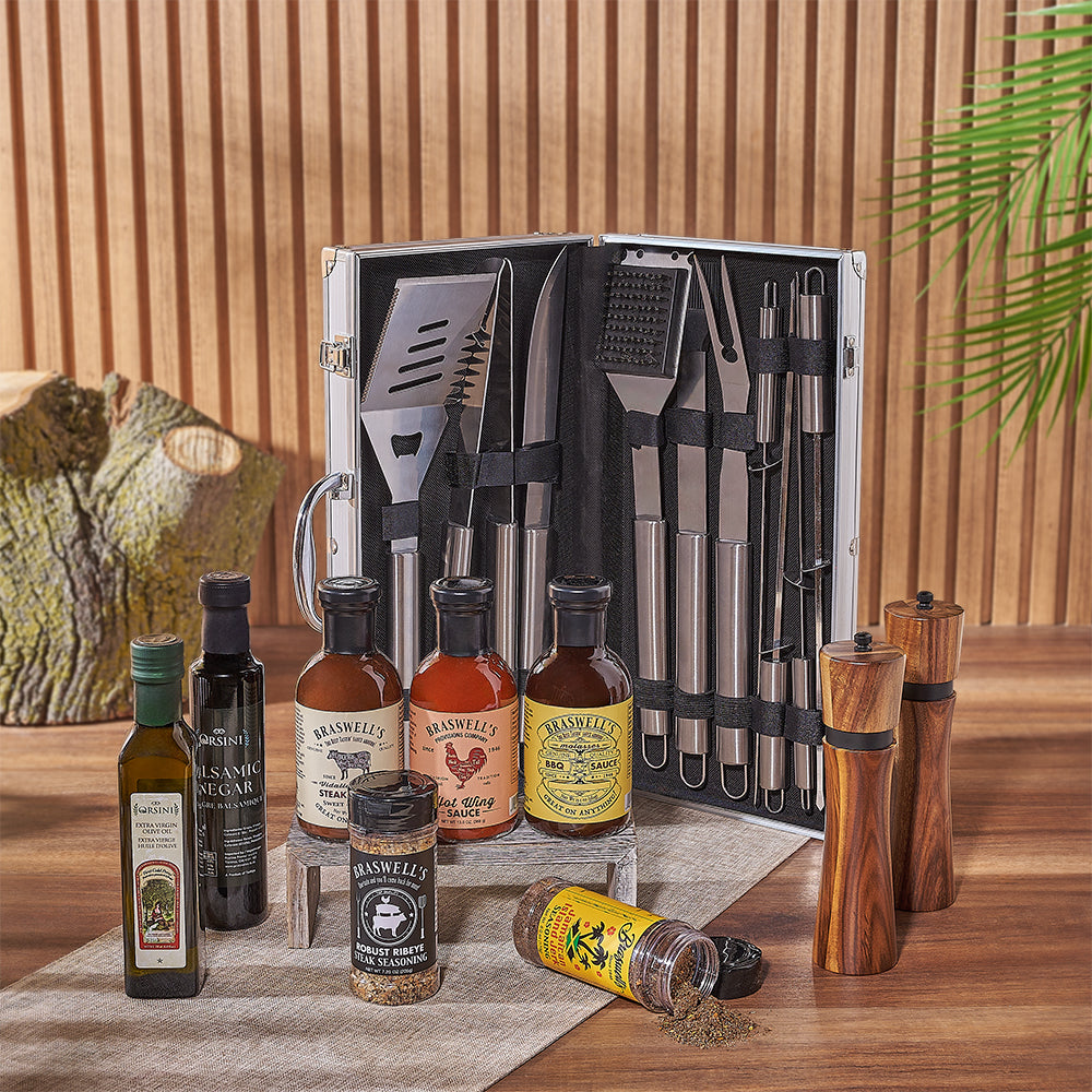 BBQ Sauce and Seasoning Gift Basket – how the gift is presented