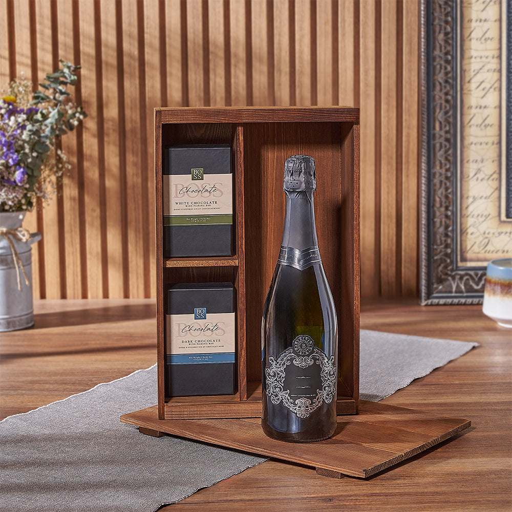 Kosher Wine Sparkling and Chocolate Box – how the gift is presented
