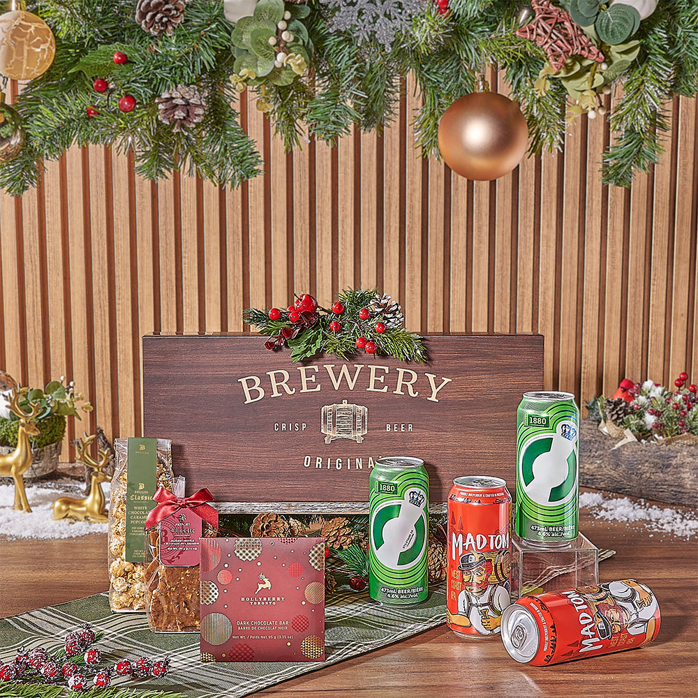 Christmas Craft Beer and Chocolate Basket – how the gift is presented