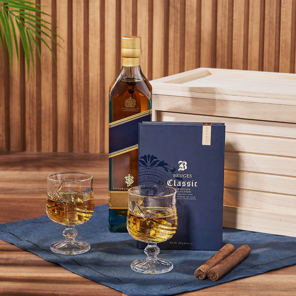 Liquor Wooden Crate with Cigars – how the gift is presented