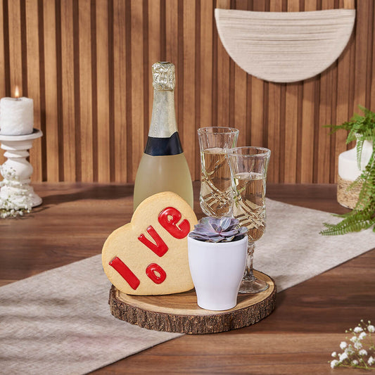 Beaconsfield Champagne Gift Basket, sparkling wine gift, sparkling wine, plant gift, plant, cookie gift, cookie, Toronto delivery