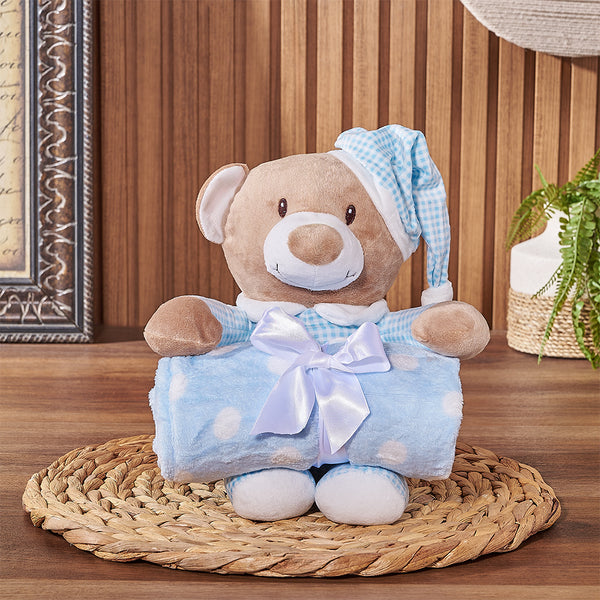 Blue Hugging Blanket Bear