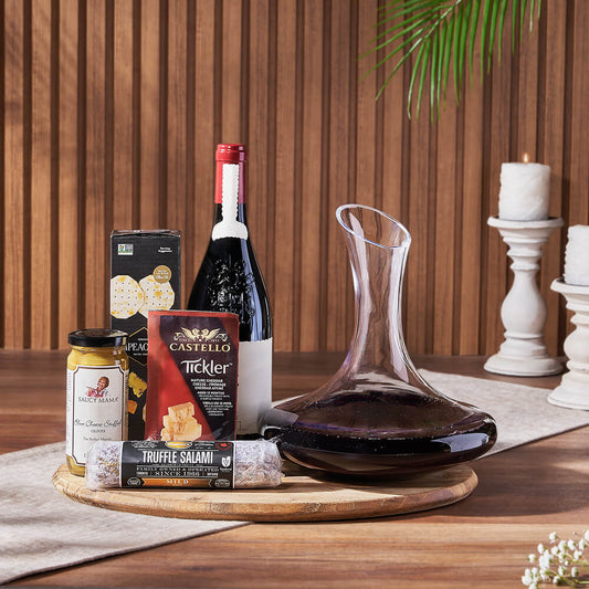 Charming Wine Decanter Gift Set, wine gift, wine, charcuterie gift, charcuterie, cheese gift, cheese, decanter gift, decanter, Toronto delivery