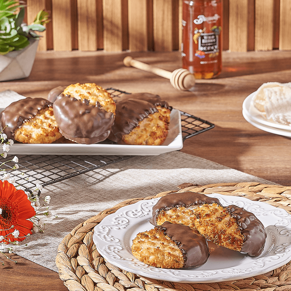 Chocolate Dipped Macaroons, cookie gift, cookie, basked goods gift, baked goods, Toronto delivery