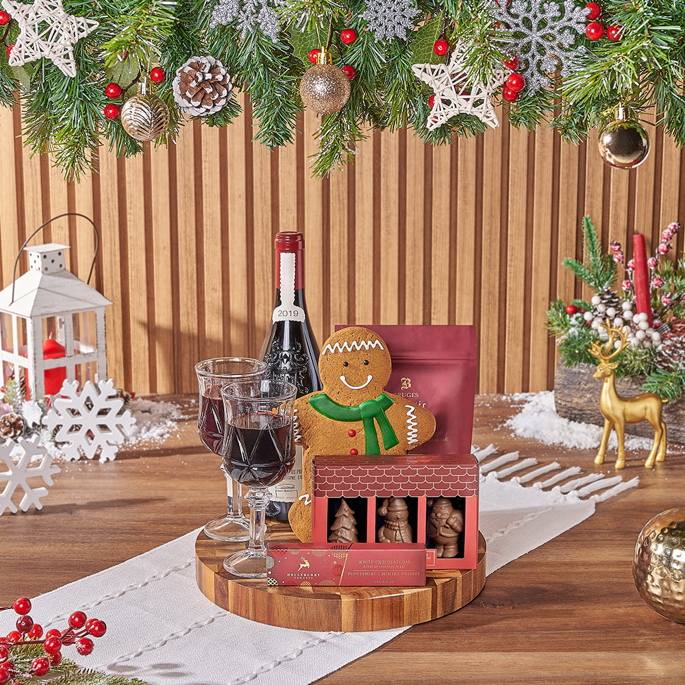 Christmas Wine & Cookie Board, Toronto – how the gift is presented