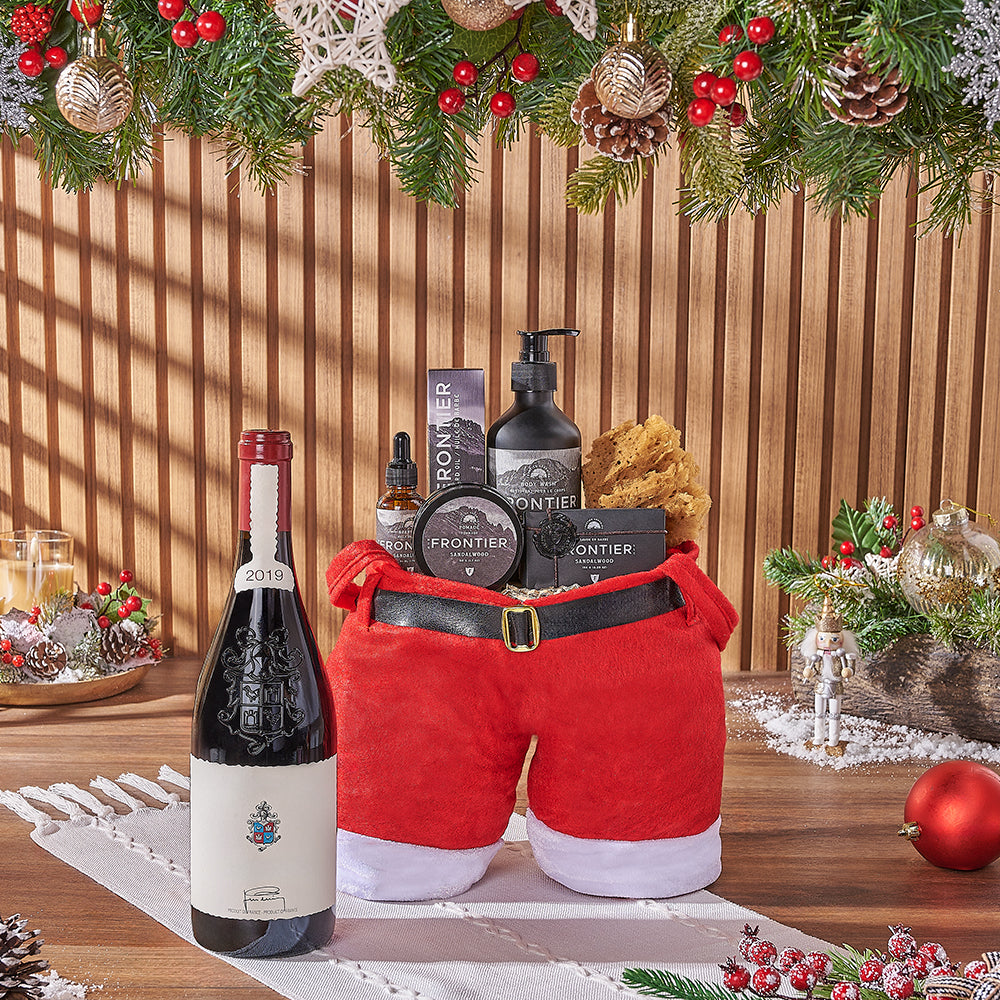Christmas Wine & Spa Gift Bag, wine gift, wine, spa gift, spa, men's spa gift, men's spa, Christmas gift, Christmas, Toronto delivery
