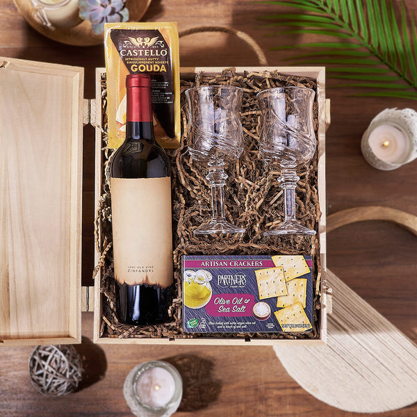 Classic Wine & Cheese Crate Wine gift baskets Toronto delivery