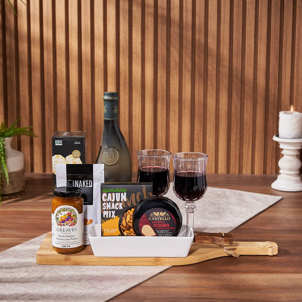 Wine Gift Basket with Cashews – how the gift is presented