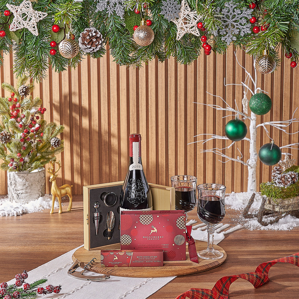 Wine Basket with Truffle Chocolates – how the gift is presented
