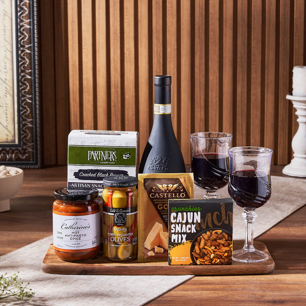 From Italy With Love Wine & Cheese Gift Basket, wine gift, wine, cheese gift, cheese, appetizer gift, appetizer, Toronto delivery