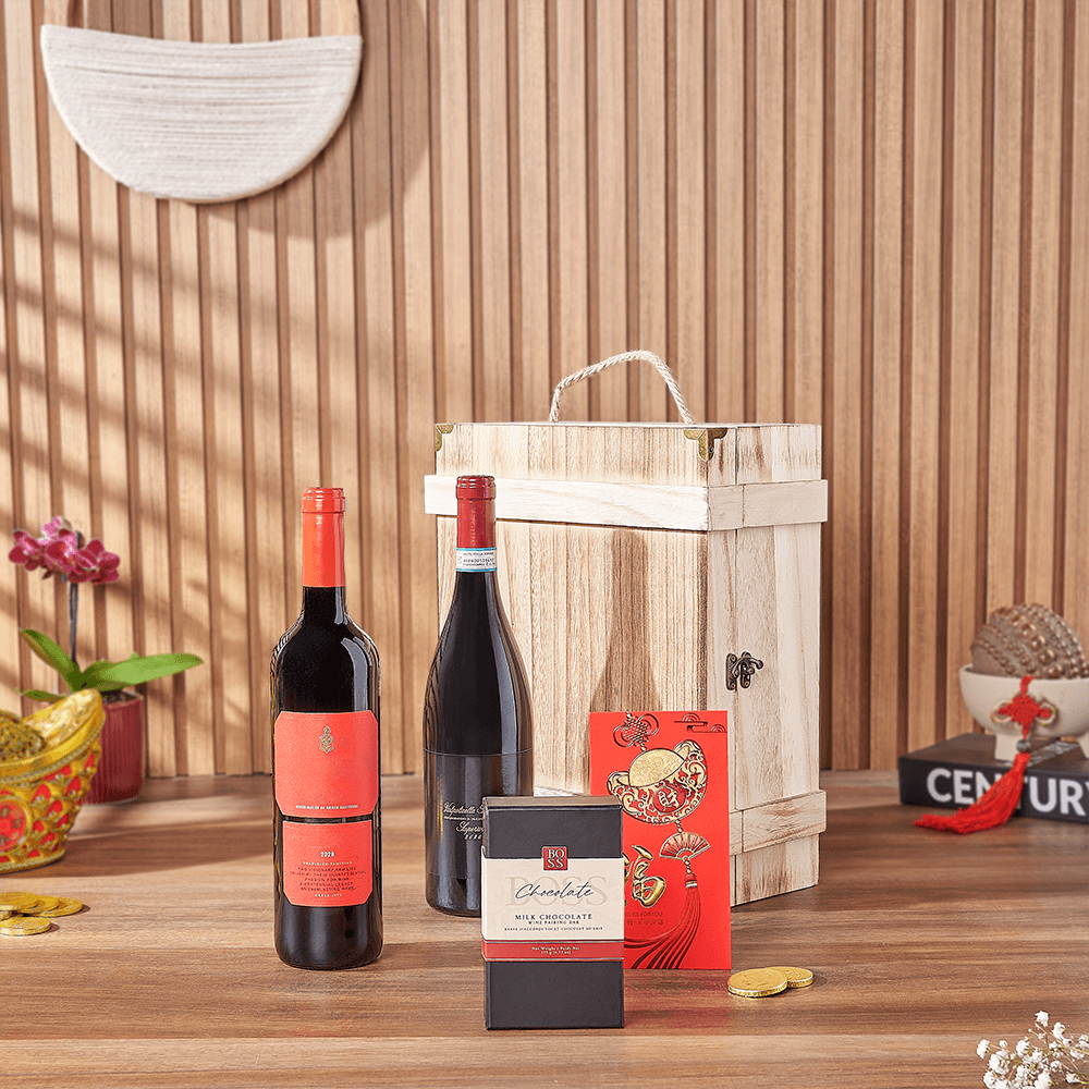 Good Fortune Wine Duo Box, wine gift, wine, chinese new year gift, chinese new year, lunar new year gift, lunar new year, Toronto delivery