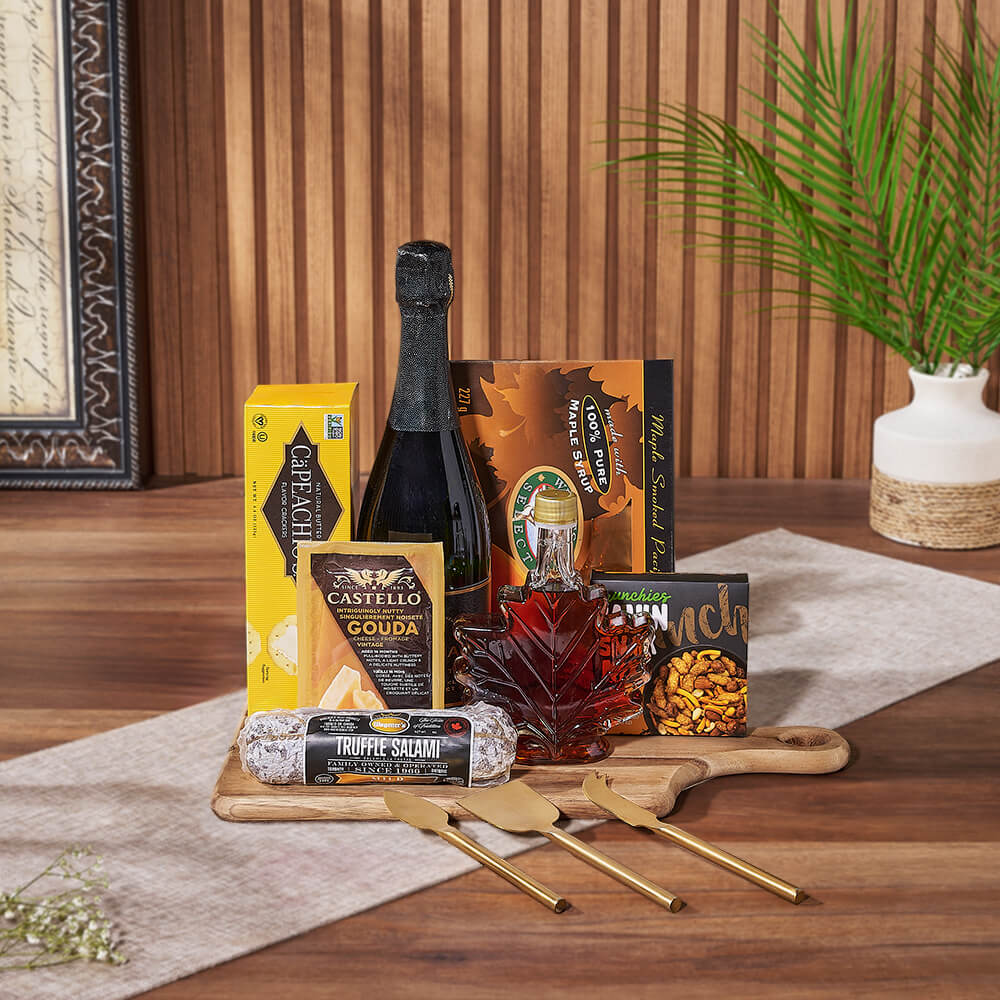 Gourmet Cheese & Champagne Gift Basket, champagne gift, champagne, sparkling wine gift, sparkling wine, seafood gift, seafood, Toronto delivery