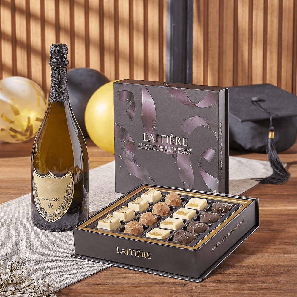 Graduation Champagne & Truffle Gift, graduation gift, graduation, champagne gift, champagne, sparkling wine gift, sparkling wine, chocolate gift, chocolate, Toronto delivery
