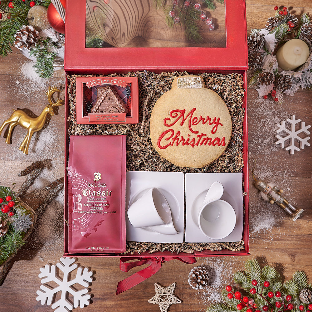 Holiday Treats Chocolate and Coffee Basket – how the gift is presented