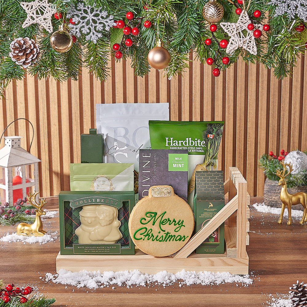 Christmas Cookie and White Chocolate Basket – how the gift is presented