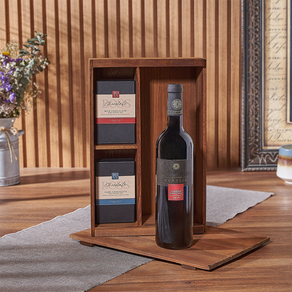 Kosher Wine Gift with Chocolate Pairings – how the gift is presented