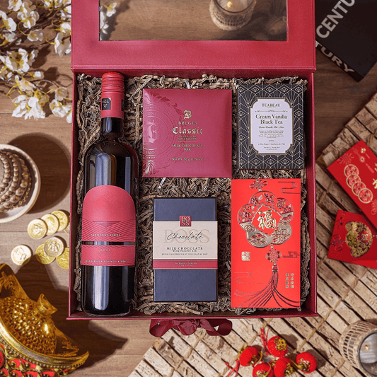 Lunar New Year Wine & Tea Box, wine gift, wine, chinese new year gift, chinese new year, lunar new year gift, lunar new year, Toronto delivery