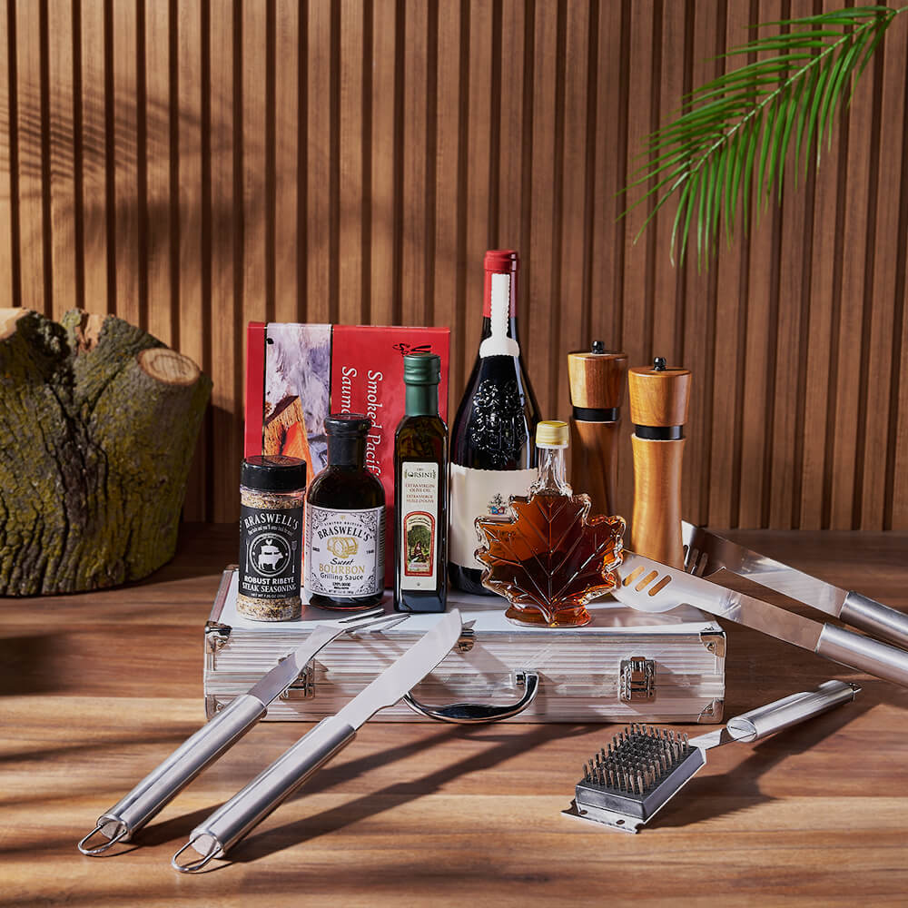 Wine Gift Basket with Bourbon Sauce – how the gift is presented