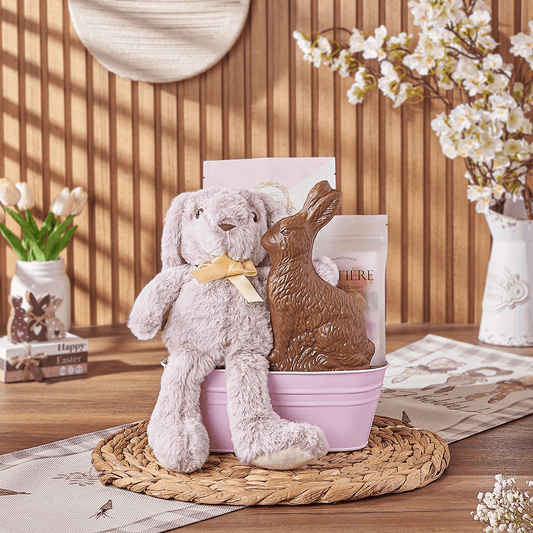 Pink Easter Bunny Gift Basket, chocolate gift, chocolate, easter gift, easter, Toronto delivery