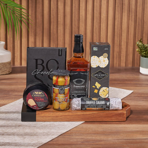 Salami, Cheese & Liquor Board Liquor gift baskets Toronto delivery
