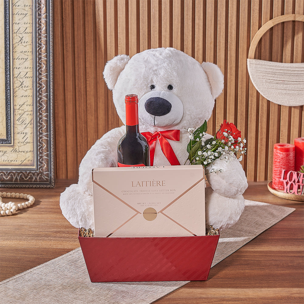 Valentine's Day Wine and Chocolate Basket, Toronto – how the gift is presented