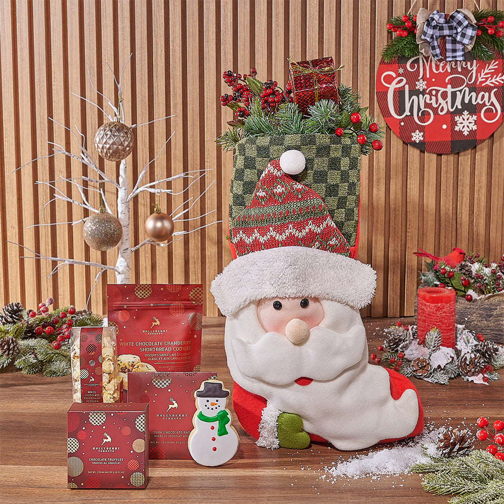 Checkered Santa Christmas Stocking – how the gift is presented