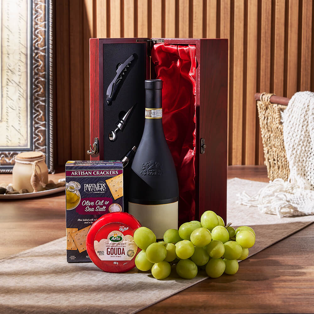 Green Grapes and Wine Gift Set – how the gift is presented