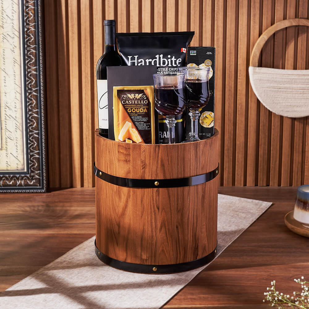 Wine Gift with Gouda and Treats – how the gift is presented