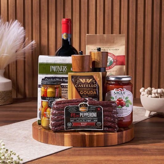 Wine & Pasta Serving Gift, wine gift, wine, pasta gift, pasta, cheese gift, cheese, charcuterie gift, charcuterie, Toronto delivery