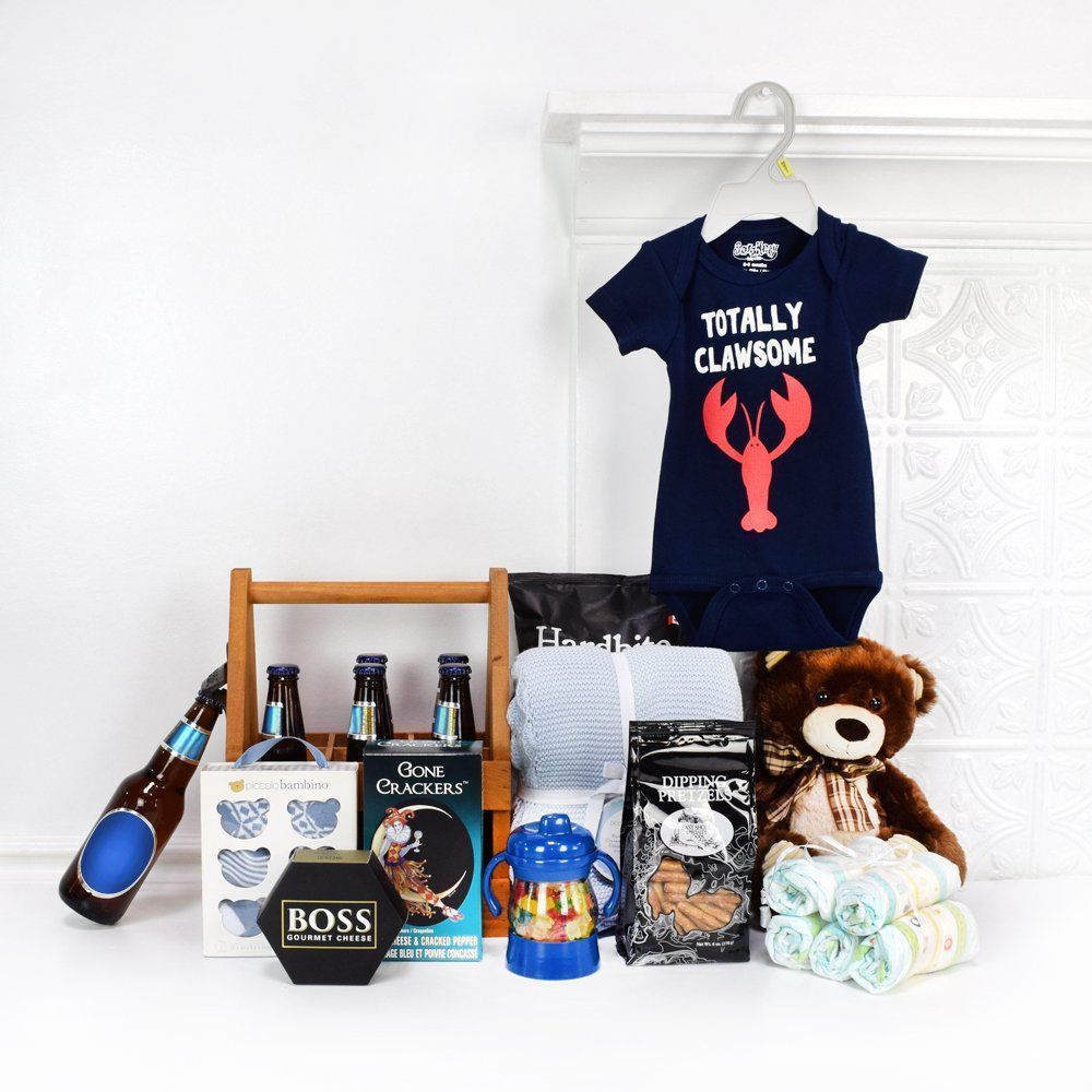 Packed with essentials and indulgent treats, it's the perfect way to celebrate the arrival of a baby boy, Toronto delivery
