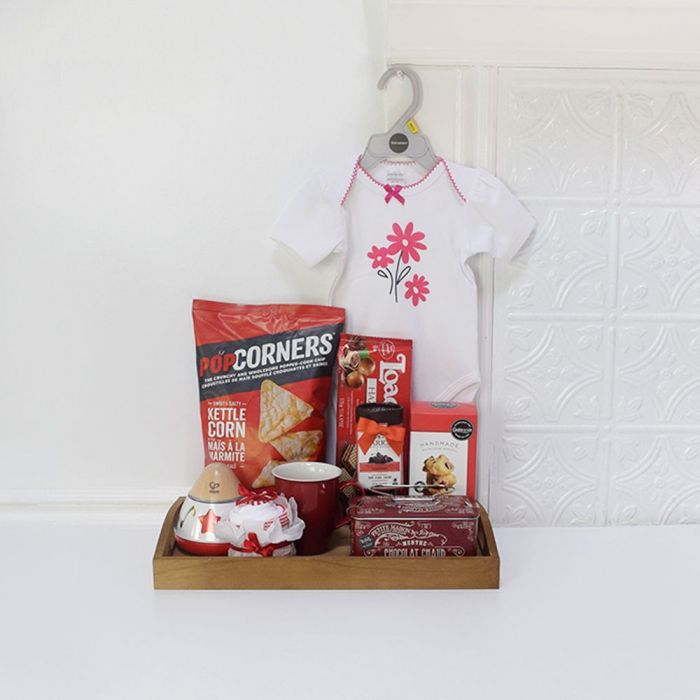 Baby Snack and Gear Gift Basket – how the gift is presented