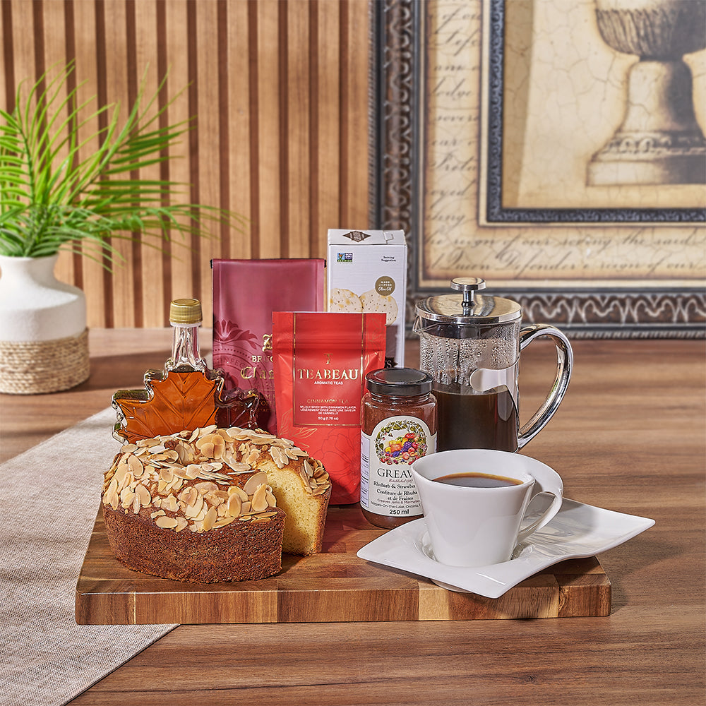 Gourmet Coffee & Coffee Cake Gift Set, brimming with buttery and decadent treats perfect for sharing during coffee time with loved ones - Toronto Baskets
