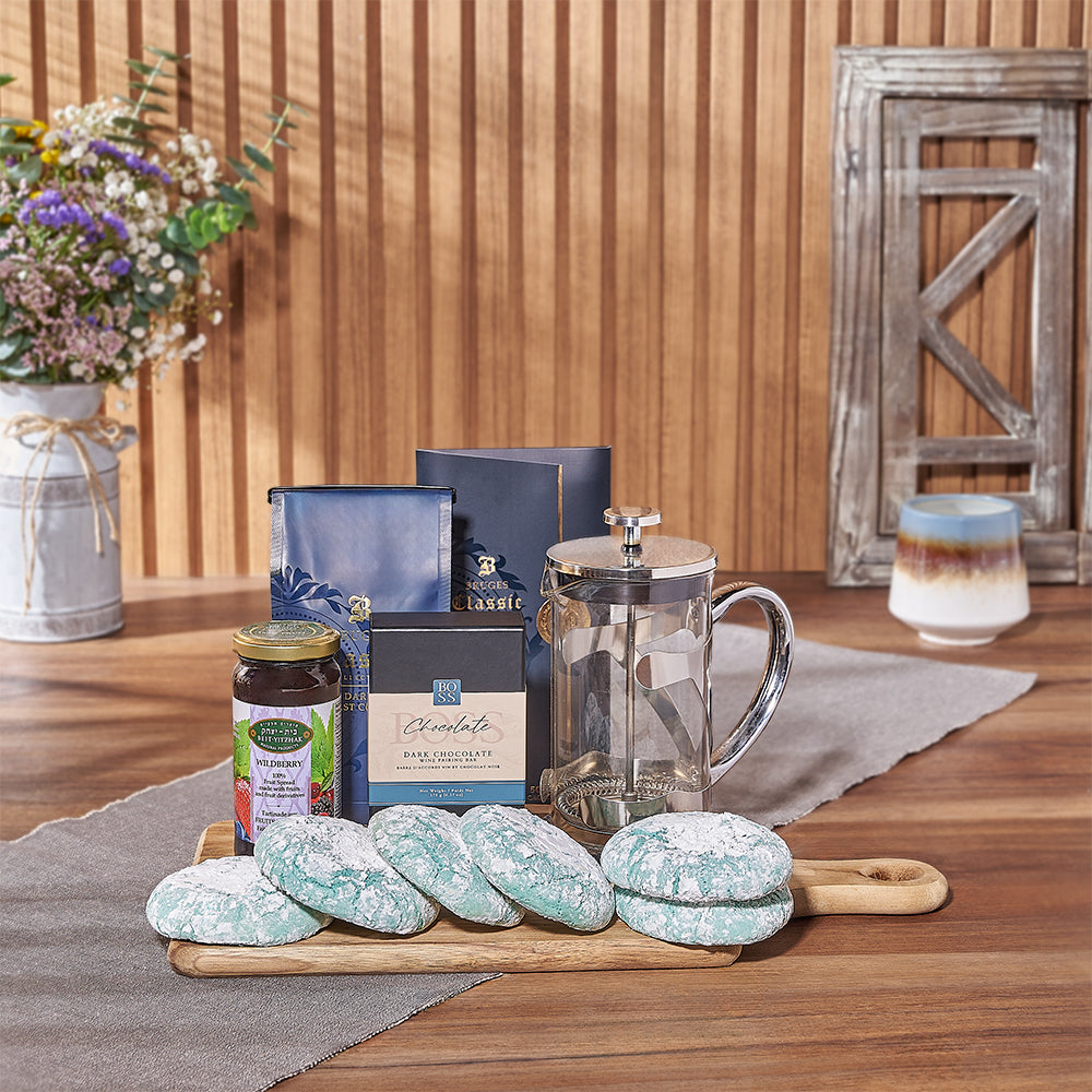 Hanukkah Snack and Coffee Basket – how the gift is presented