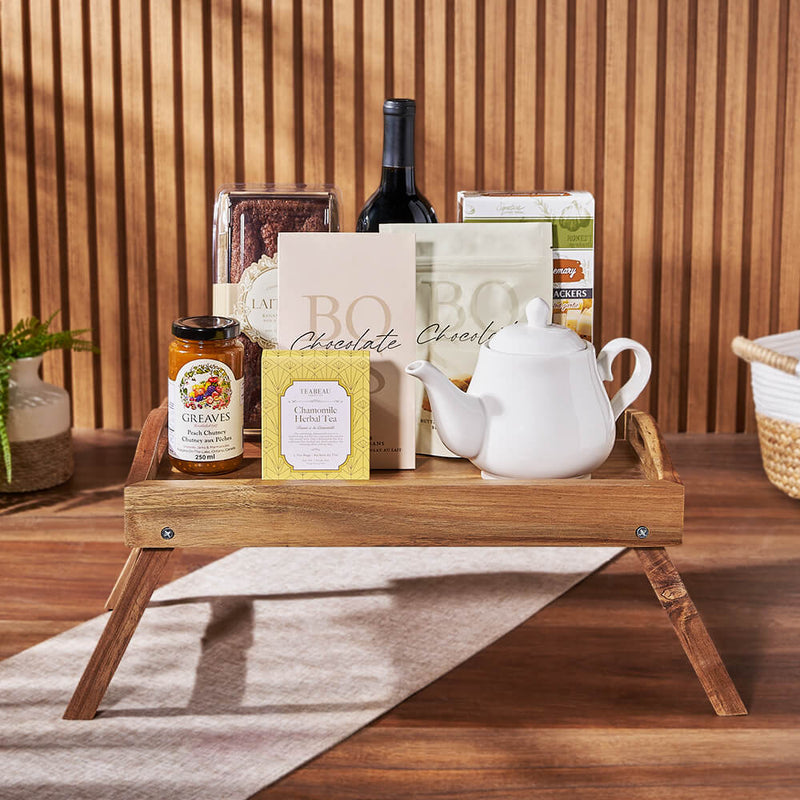Custom Corporate Gift Baskets - Afternoon Tea & Wine Tray