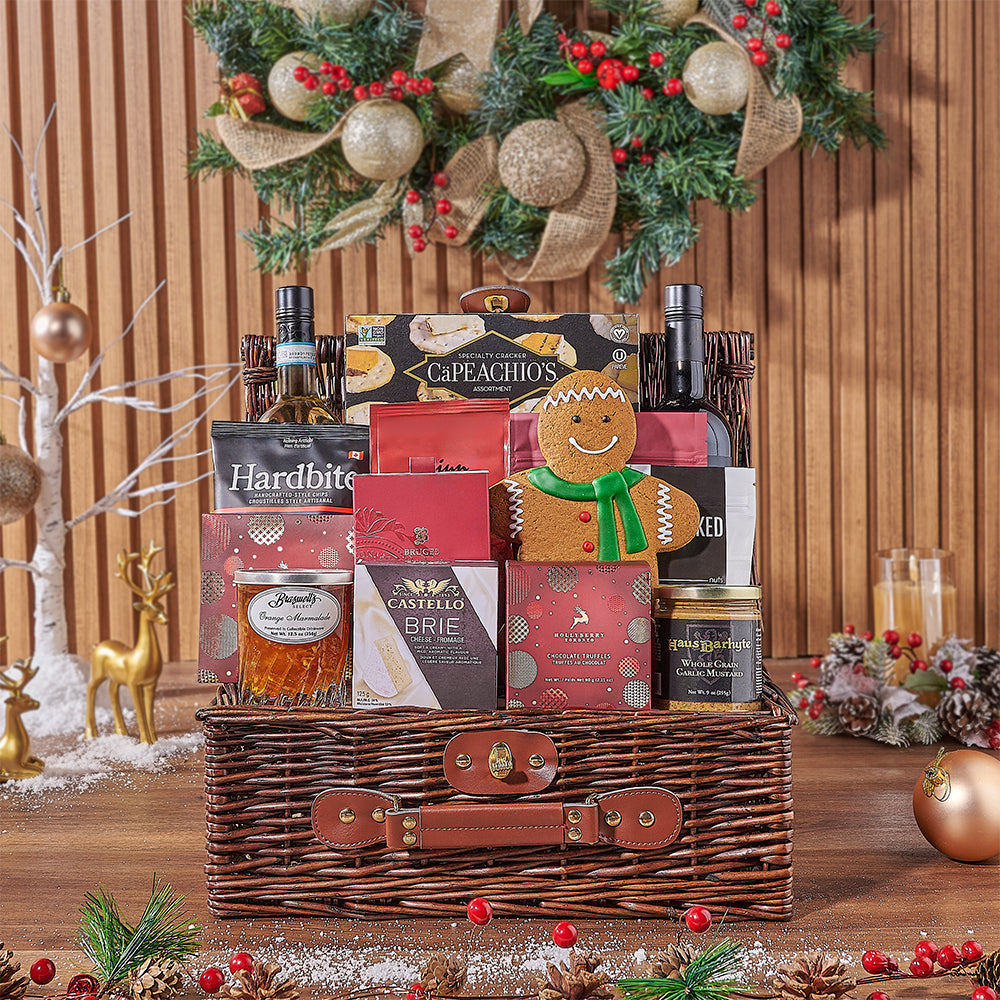 Brie and Wine Picnic Basket – how the gift is presented