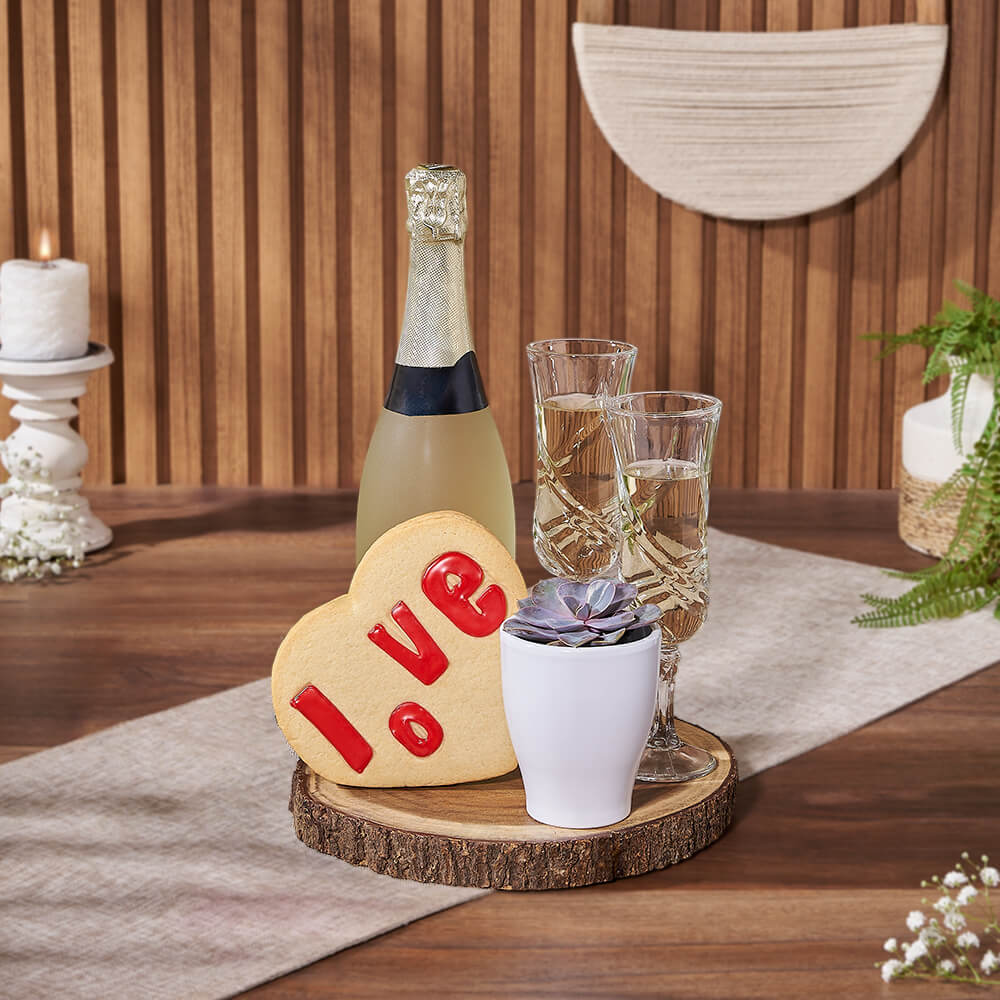 Beaconsfield Champagne Gift Basket, sparkling wine gift, sparkling wine, plant gift, plant, cookie gift, cookie, Toronto delivery