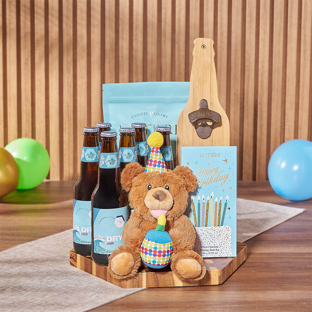 Beer and Birthday Celebration Basket – how the gift is presented