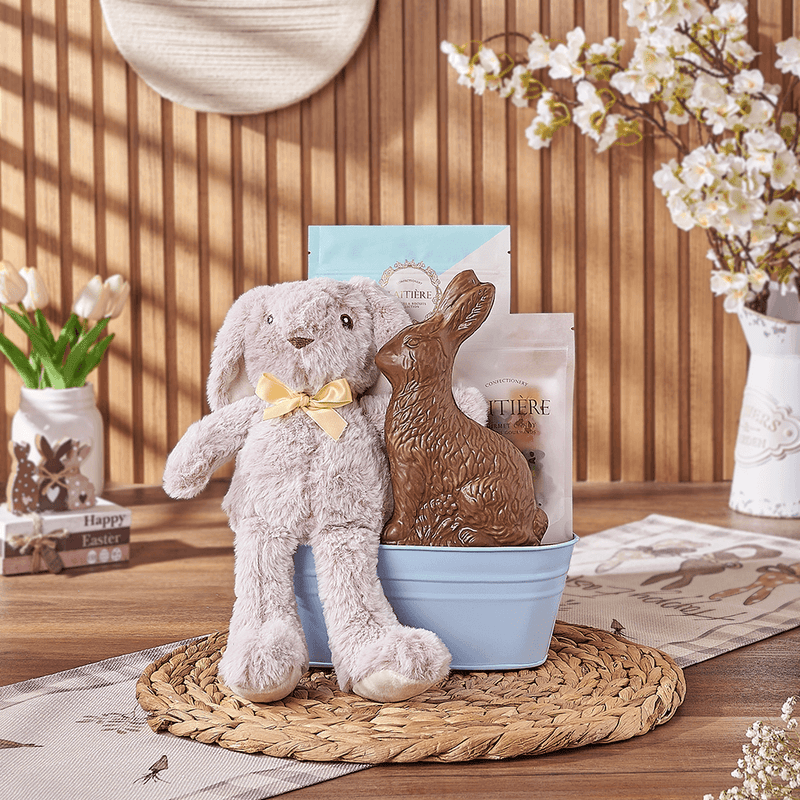 Blue Easter Bunny Gift Basket, chocolate gift, chocolate, easter gift, easter, Toronto delivery