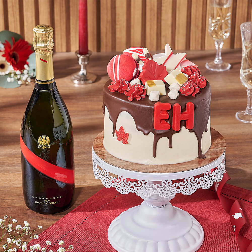 Canada Day Cake &amp; Bubbly Gift, cake gift, cake, canada day gift, canada day, champagne gift, champagne, sparkling wine gift, sparkling wine, Toronto delivery