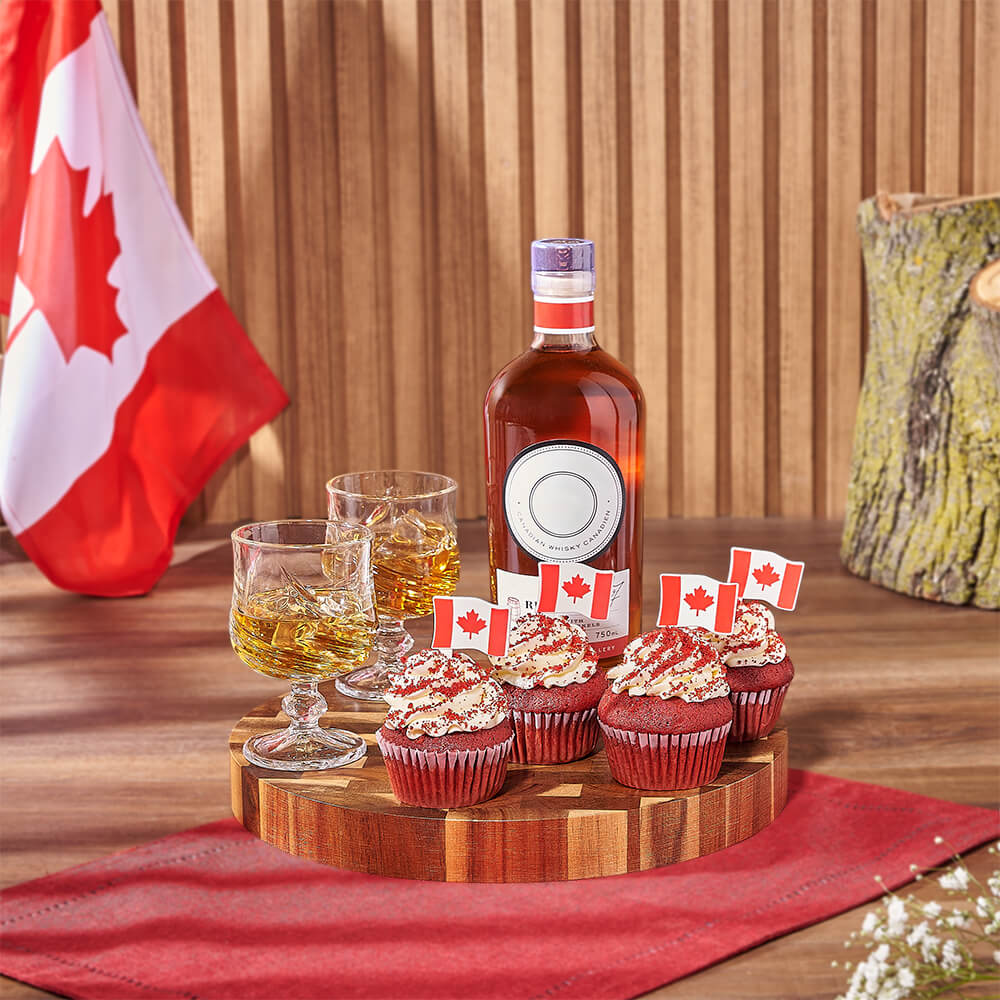Canada Day Spirits &amp; Cupcake Gift Board, canada day gift, canada day, liquor gift, liquor, cupcake gift, cupcake, Toronto delivery