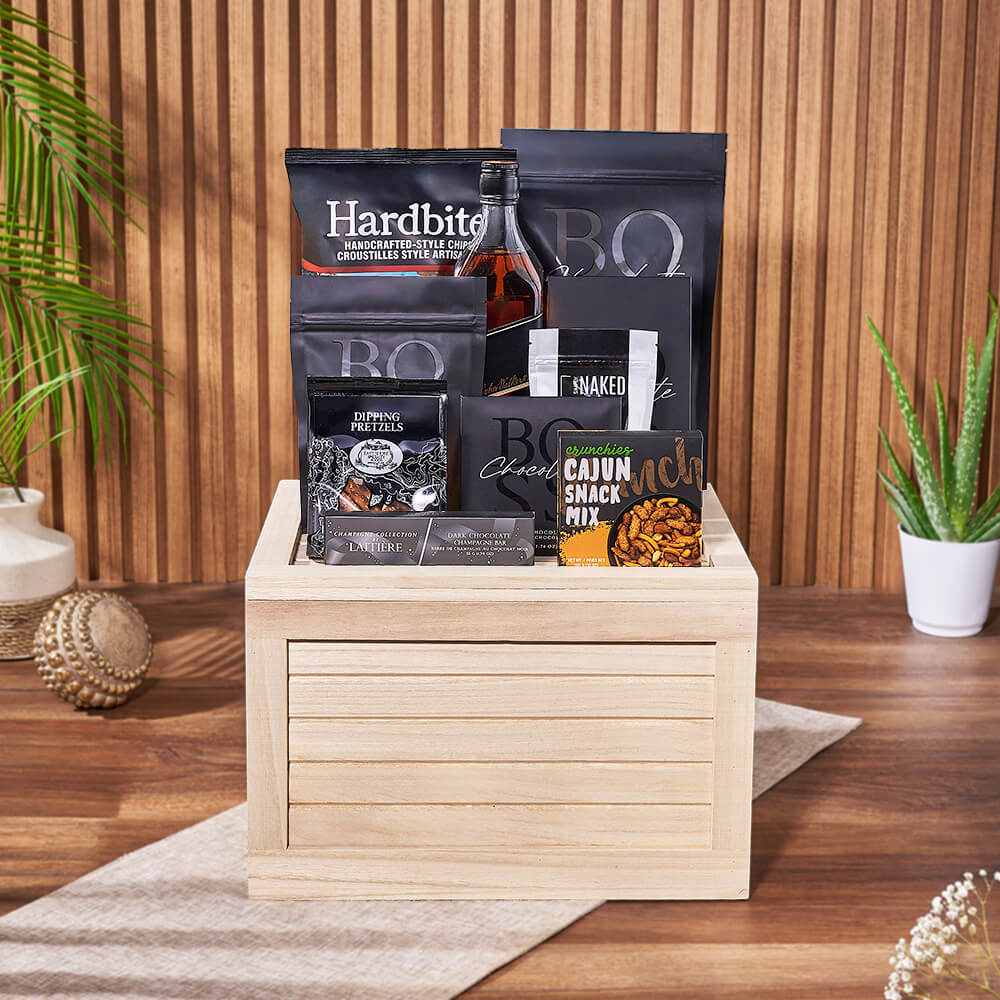 Carleton Liquor & Snack Crate, liquor gift, liquor, snack gift, snack, chocolate gift, chocolate, Toronto delivery