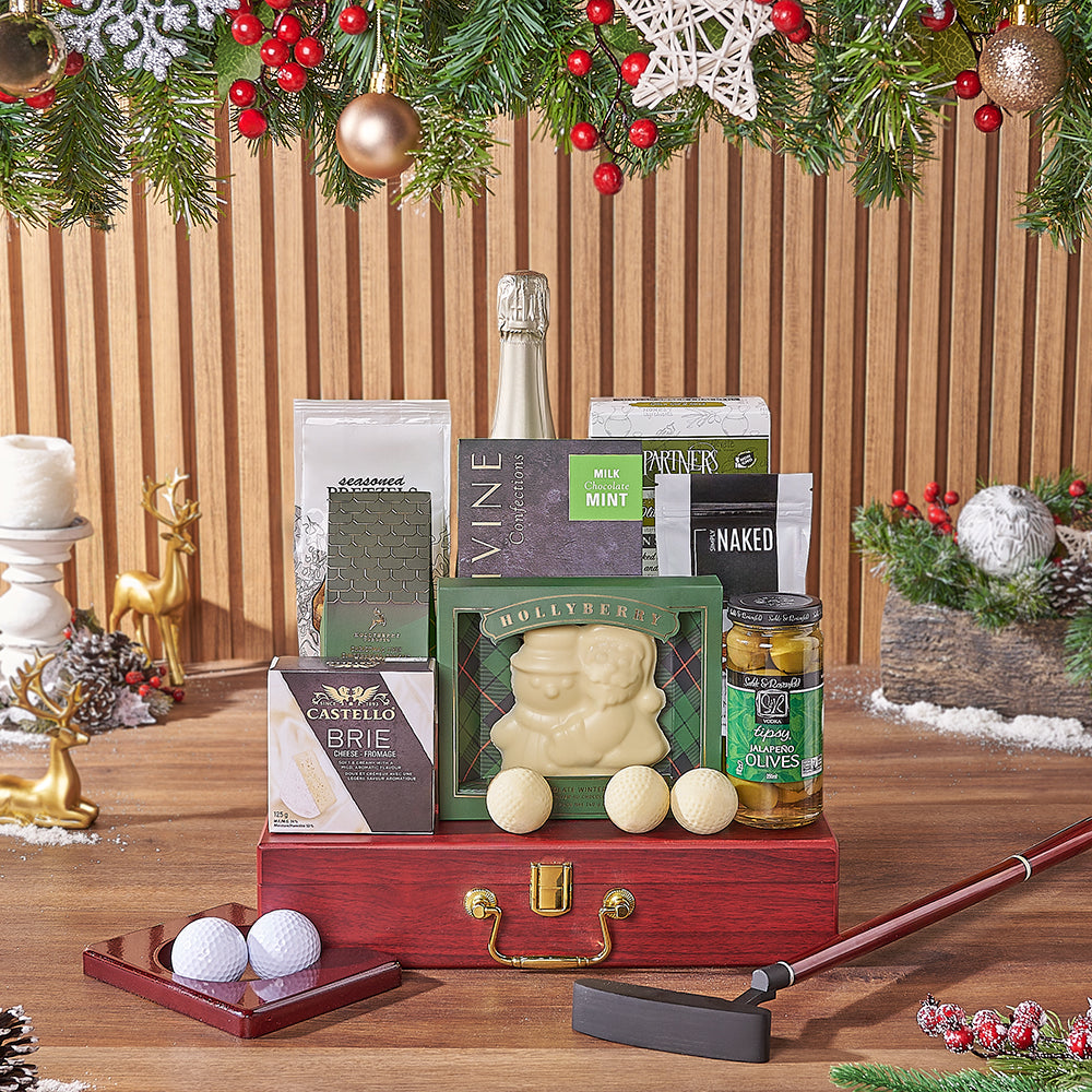 Champagne & Holiday Golf Gift, champagne gift, champagne, chocolate gift, chocolate, golf gift, golf, Toronto delivery