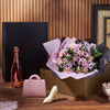 Champagne & Mixed Rose Gift Set, sparkling wine gift, sparkling wine, rose gift, rose, flower gift, flowers, floral gift basket, floral gift, Toronto delivery
