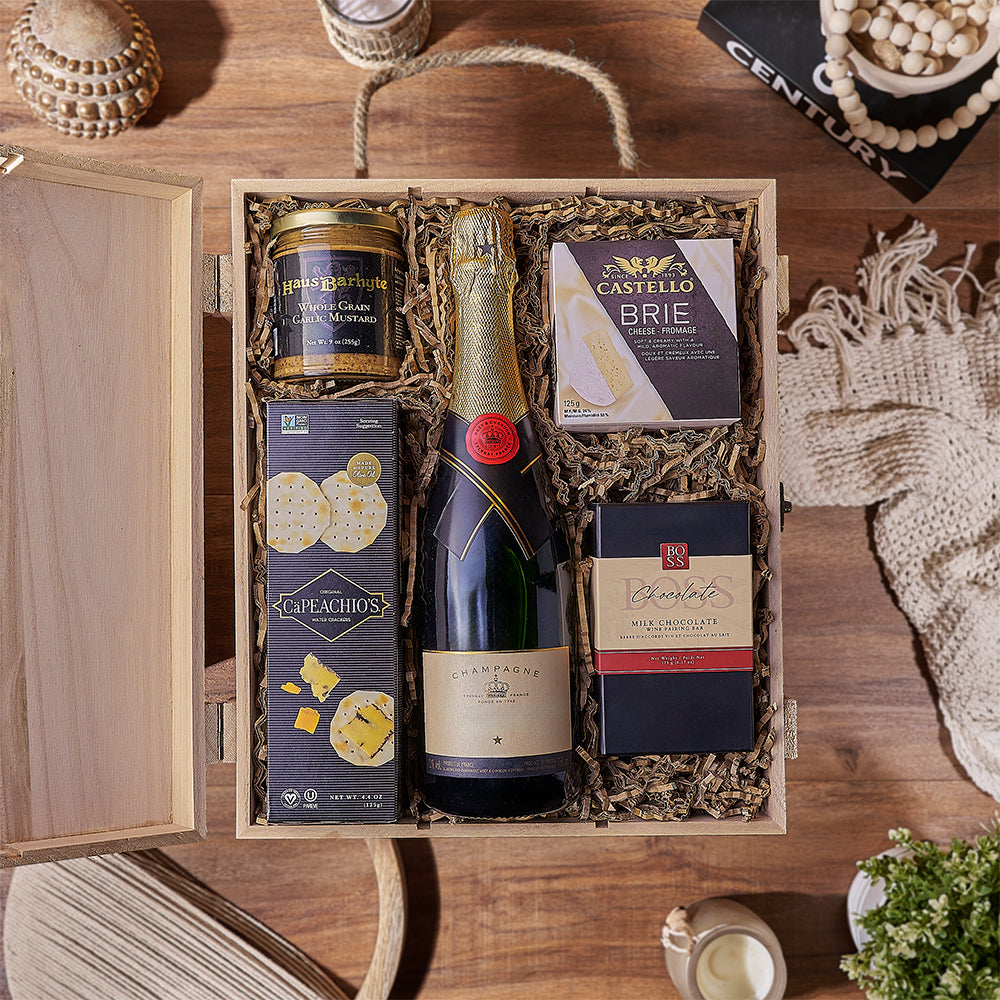 Champagne &amp; Treat Gift Box, champagne gift, champagne, cheese gift, cheese, chocolate gift, chocolate, Toronto delivery
