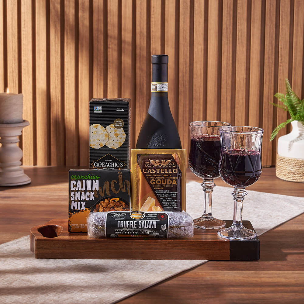 Charcuterie & Wine Gift Basket, wine gift, wine, cheese gift, cheese, charcuterie gift, charcuterie, Toronto delivery